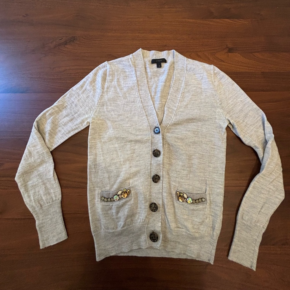 J crew grey cardigan